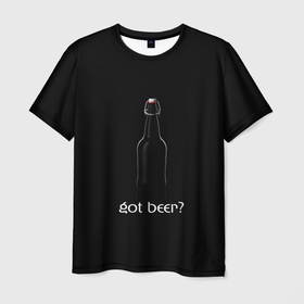 Мужская футболка 3D с принтом Бутылочка пива в Тюмени, 100% полиэфир | прямой крой, круглый вырез горловины, длина до линии бедер | 