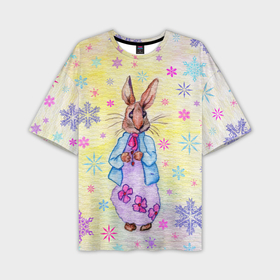 Мужская футболка OVERSIZE 3D с принтом Винтажный кролик в Санкт-Петербурге,  |  | 