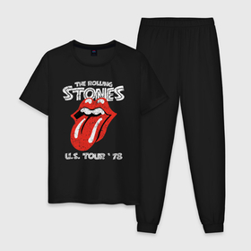 Мужская пижама хлопок с принтом The Rolling Stones 78 в Курске, 100% хлопок | брюки и футболка прямого кроя, без карманов, на брюках мягкая резинка на поясе и по низу штанин
 | 