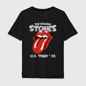 Мужская футболка хлопок Oversize с принтом The Rolling Stones 78 в Петрозаводске, 100% хлопок | свободный крой, круглый ворот, “спинка” длиннее передней части | 
