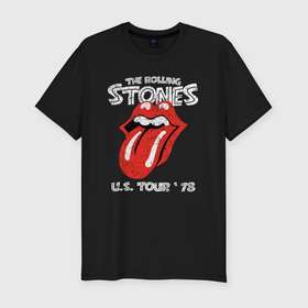 Мужская футболка хлопок Slim с принтом The Rolling Stones 78 в Тюмени, 92% хлопок, 8% лайкра | приталенный силуэт, круглый вырез ворота, длина до линии бедра, короткий рукав | 