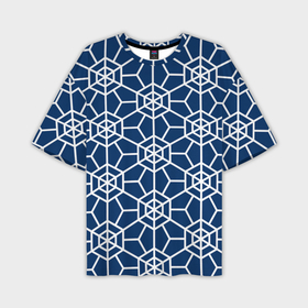 Мужская футболка OVERSIZE 3D с принтом Синий узорчатый паттерн в Санкт-Петербурге,  |  | Тематика изображения на принте: 