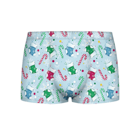 Мужские трусы 3D с принтом Новогодний паттерн в городе Новоалтайск, 50% хлопок, 50% полиэстер | классическая посадка, на поясе мягкая тканевая резинка | Тематика изображения на принте: 