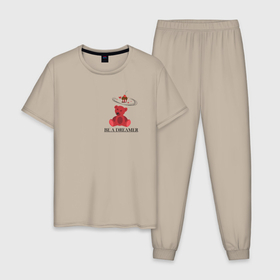 Мужская пижама хлопок с принтом будь мечтателем в Курске, 100% хлопок | брюки и футболка прямого кроя, без карманов, на брюках мягкая резинка на поясе и по низу штанин
 | 