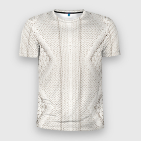 Мужская футболка 3D Slim с принтом Имитация   вязаная структура в Новосибирске, 100% полиэстер с улучшенными характеристиками | приталенный силуэт, круглая горловина, широкие плечи, сужается к линии бедра | 