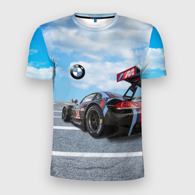 Мужская футболка 3D Slim с принтом BMW racing team   Motorsport   M Performance в Екатеринбурге, 100% полиэстер с улучшенными характеристиками | приталенный силуэт, круглая горловина, широкие плечи, сужается к линии бедра | 