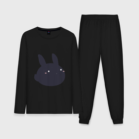 Мужская пижама хлопок (с лонгсливом) с принтом Черный кролик   минимализм в Тюмени,  |  | 