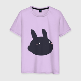 Мужская футболка хлопок с принтом Черный кролик   минимализм в Екатеринбурге, 100% хлопок | прямой крой, круглый вырез горловины, длина до линии бедер, слегка спущенное плечо. | 