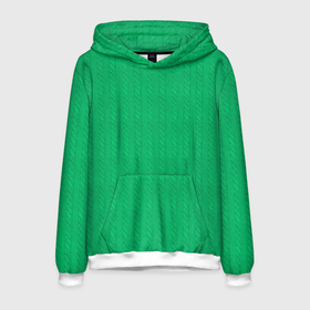 Мужская толстовка 3D с принтом Зеленый вязаный свитер в Новосибирске, 100% полиэстер | двухслойный капюшон со шнурком для регулировки, мягкие манжеты на рукавах и по низу толстовки, спереди карман-кенгуру с мягким внутренним слоем. | 