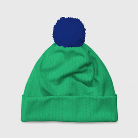Шапка 3D c помпоном с принтом Зеленый вязаный свитер в Санкт-Петербурге, 100% полиэстер | универсальный размер, печать по всей поверхности изделия | 