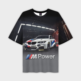 Мужская футболка OVERSIZE 3D с принтом BMW M 240 i Racing   Motorsport   M Power ,  |  | 