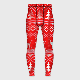 Мужские тайтсы 3D с принтом Рождественский красный свитер с оленями в Петрозаводске,  |  | Тематика изображения на принте: 