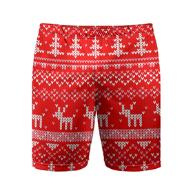 Мужские шорты спортивные с принтом Рождественский красный свитер с оленями в Екатеринбурге,  |  | 