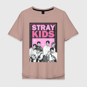Мужская футболка хлопок Oversize с принтом Stray Kids boy band в Белгороде, 100% хлопок | свободный крой, круглый ворот, “спинка” длиннее передней части | 