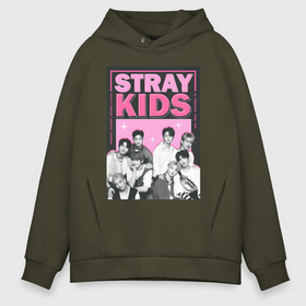 Мужское худи Oversize хлопок с принтом Stray Kids boy band в Кировске, френч-терри — 70% хлопок, 30% полиэстер. Мягкий теплый начес внутри —100% хлопок | боковые карманы, эластичные манжеты и нижняя кромка, капюшон на магнитной кнопке | Тематика изображения на принте: 