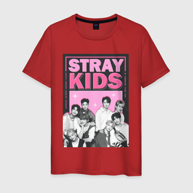 Мужская футболка хлопок с принтом Stray Kids boy band в Екатеринбурге, 100% хлопок | прямой крой, круглый вырез горловины, длина до линии бедер, слегка спущенное плечо. | 