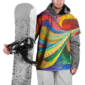 Накидка на куртку 3D с принтом Райская птичка акварельная абстракция в Кировске, 100% полиэстер |  | Тематика изображения на принте: 