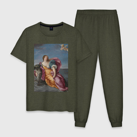 Мужская пижама хлопок с принтом Похищение Европы Гвидо Рени , 100% хлопок | брюки и футболка прямого кроя, без карманов, на брюках мягкая резинка на поясе и по низу штанин
 | 