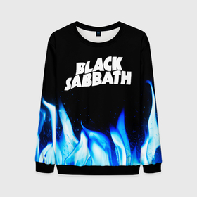 Мужской свитшот 3D с принтом Black Sabbath blue fire в Екатеринбурге, 100% полиэстер с мягким внутренним слоем | круглый вырез горловины, мягкая резинка на манжетах и поясе, свободная посадка по фигуре | Тематика изображения на принте: 