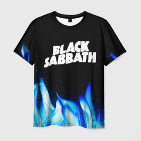 Мужская футболка 3D с принтом Black Sabbath blue fire в Тюмени, 100% полиэфир | прямой крой, круглый вырез горловины, длина до линии бедер | 