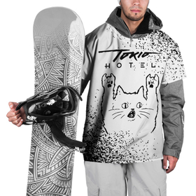 Накидка на куртку 3D с принтом Tokio Hotel рок кот на светлом фоне в Тюмени, 100% полиэстер |  | Тематика изображения на принте: 