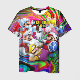 Мужская футболка 3D с принтом Super Mario   Gaming aesthetics   Collage в Курске, 100% полиэфир | прямой крой, круглый вырез горловины, длина до линии бедер | 