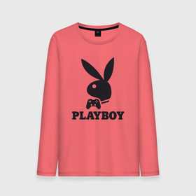 Мужской лонгслив хлопок с принтом Playboy   Игровой джостик , 100% хлопок |  | Тематика изображения на принте: 
