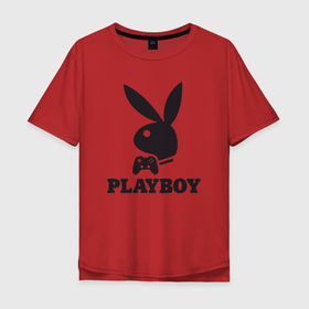 Мужская футболка хлопок Oversize с принтом Playboy   Игровой джостик , 100% хлопок | свободный крой, круглый ворот, “спинка” длиннее передней части | Тематика изображения на принте: 