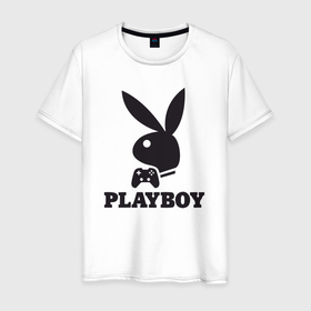 Мужская футболка хлопок с принтом Playboy   Игровой джостик в Петрозаводске, 100% хлопок | прямой крой, круглый вырез горловины, длина до линии бедер, слегка спущенное плечо. | 