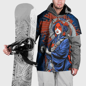 Накидка на куртку 3D с принтом Гейша с рваным зонтиком в Новосибирске, 100% полиэстер |  | 