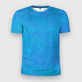 Мужская футболка 3D Slim с принтом Текстура лазурный синий , 100% полиэстер с улучшенными характеристиками | приталенный силуэт, круглая горловина, широкие плечи, сужается к линии бедра | 