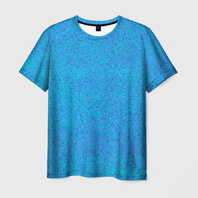 Мужская футболка 3D с принтом Текстура лазурный синий в Екатеринбурге, 100% полиэфир | прямой крой, круглый вырез горловины, длина до линии бедер | 
