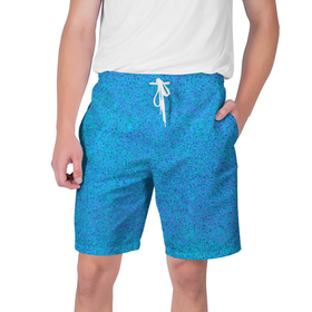 Мужские шорты 3D с принтом Текстура лазурный синий в Петрозаводске,  полиэстер 100% | прямой крой, два кармана без застежек по бокам. Мягкая трикотажная резинка на поясе, внутри которой широкие завязки. Длина чуть выше колен | 