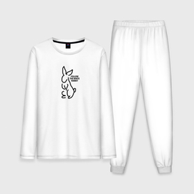 Мужская пижама хлопок (с лонгсливом) с принтом Следуй за кроликом белым ,  |  | Тематика изображения на принте: 