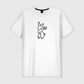 Мужская футболка хлопок Slim с принтом Следуй за кроликом белым , 92% хлопок, 8% лайкра | приталенный силуэт, круглый вырез ворота, длина до линии бедра, короткий рукав | 