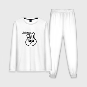 Мужская пижама хлопок (с лонгсливом) с принтом Следуй за круглым белым кроликом в Санкт-Петербурге,  |  | 