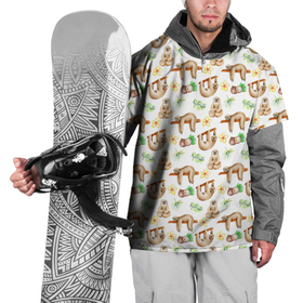 Накидка на куртку 3D с принтом Ленивцы  паттерн в Тюмени, 100% полиэстер |  | Тематика изображения на принте: 