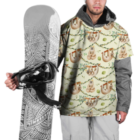 Накидка на куртку 3D с принтом Ленивцы висят на лианах в Тюмени, 100% полиэстер |  | Тематика изображения на принте: 
