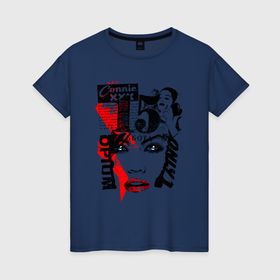 Женская футболка хлопок с принтом Лицо девушки и молния в Екатеринбурге, 100% хлопок | прямой крой, круглый вырез горловины, длина до линии бедер, слегка спущенное плечо | 