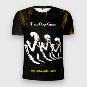 Мужская футболка 3D Slim с принтом So Called Life   Three Days Grace в Петрозаводске, 100% полиэстер с улучшенными характеристиками | приталенный силуэт, круглая горловина, широкие плечи, сужается к линии бедра | Тематика изображения на принте: 