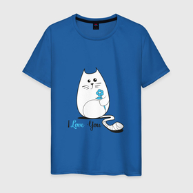 Мужская футболка хлопок с принтом Lovely cat в Курске, 100% хлопок | прямой крой, круглый вырез горловины, длина до линии бедер, слегка спущенное плечо. | Тематика изображения на принте: 