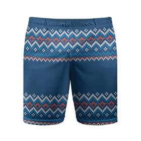 Мужские шорты спортивные с принтом Вязанный синий стиль ,  |  | 