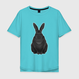 Мужская футболка хлопок Oversize с принтом Черный водяной кролик   2023 в Курске, 100% хлопок | свободный крой, круглый ворот, “спинка” длиннее передней части | 