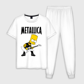 Мужская пижама хлопок с принтом Металлика Барт Симпсон в Курске, 100% хлопок | брюки и футболка прямого кроя, без карманов, на брюках мягкая резинка на поясе и по низу штанин
 | 