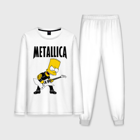 Мужская пижама хлопок (с лонгсливом) с принтом Металлика Барт Симпсон в Кировске,  |  | 