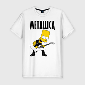 Мужская футболка хлопок Slim с принтом Металлика Барт Симпсон в Кировске, 92% хлопок, 8% лайкра | приталенный силуэт, круглый вырез ворота, длина до линии бедра, короткий рукав | 