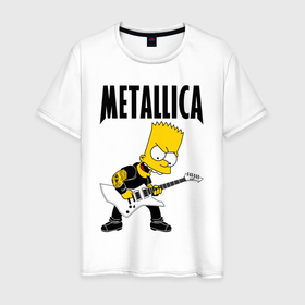 Мужская футболка хлопок с принтом Металлика Барт Симпсон в Санкт-Петербурге, 100% хлопок | прямой крой, круглый вырез горловины, длина до линии бедер, слегка спущенное плечо. | 