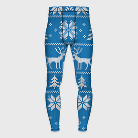 Мужские тайтсы 3D с принтом Рождественский синий свитер с оленями в Петрозаводске,  |  | Тематика изображения на принте: 
