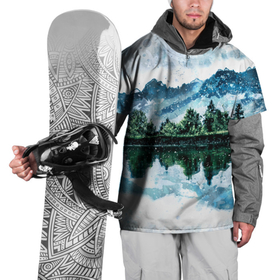 Накидка на куртку 3D с принтом Горный пейзаж акварелью в Новосибирске, 100% полиэстер |  | Тематика изображения на принте: 