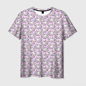 Мужская футболка 3D с принтом Зайчики новый год 2023 , 100% полиэфир | прямой крой, круглый вырез горловины, длина до линии бедер | Тематика изображения на принте: 